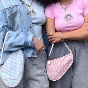 Vintage Dior pink mini saddle bag